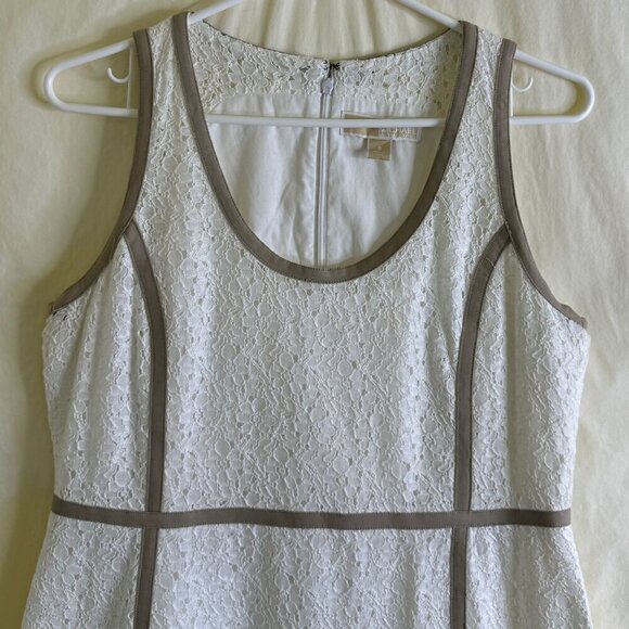 NWOT MICHAEL Michael Kors White & Tan Floral Lace Sheath Dress Size 8 * - Picture 3 of 8